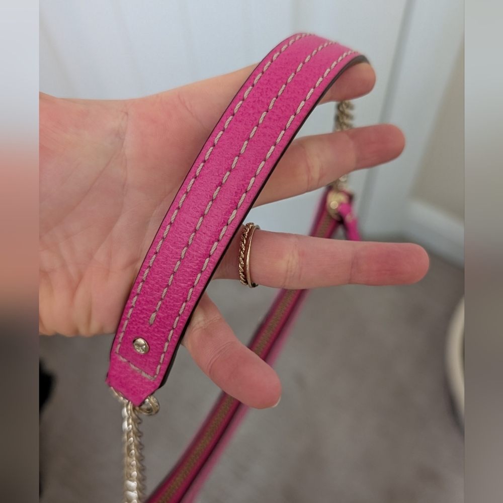 NWOT Kate Spade Hot Pink Gold Chain Shoulder Bag - Picture 4 of 9